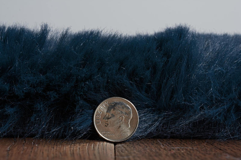 8' x 1'0 Navy Linon Maven Faux Rabbit