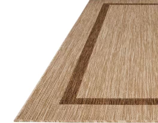 6 ft. x 9 ft. Beige/Brown Bordered Indoor Outdoor Area Rug