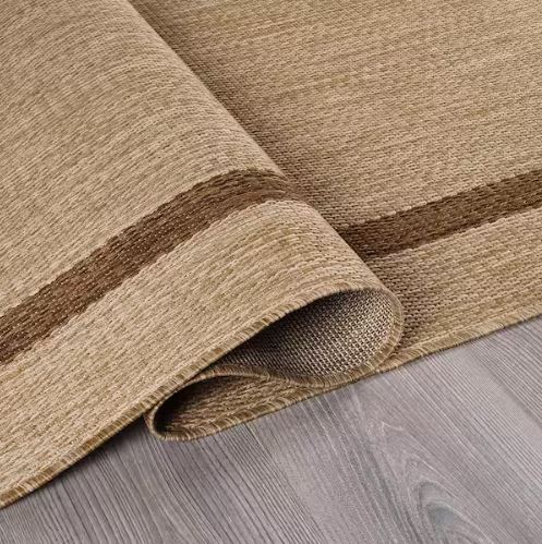 6 ft. x 9 ft. Beige/Brown Bordered Indoor Outdoor Area Rug