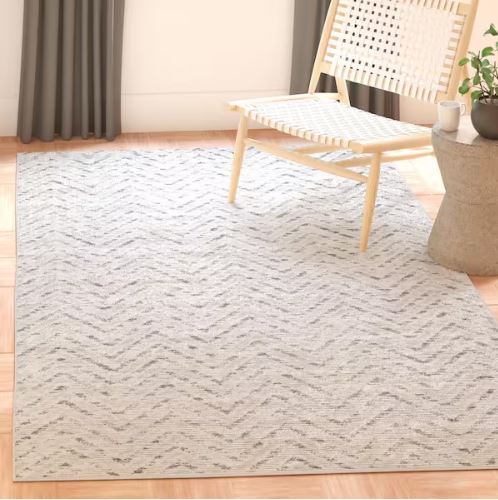 5 ft. x 8 ft. Ivory/Charcoal Chevron Area Rug