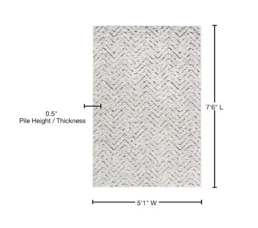 5 ft. x 8 ft. Ivory/Charcoal Chevron Area Rug