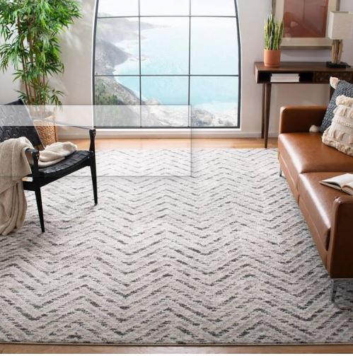 5 ft. x 8 ft. Ivory/Charcoal Chevron Area Rug