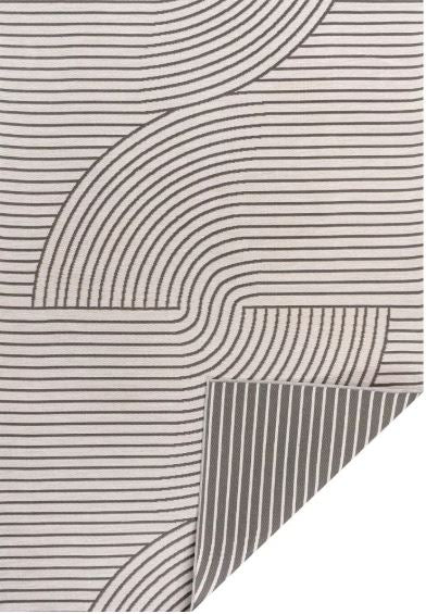 5' x 7.6', Dark Gray/Cream, Mid-Century Modern Curve Stripe Reversible Machine-Washable Indoor/Outdoor Area Rug