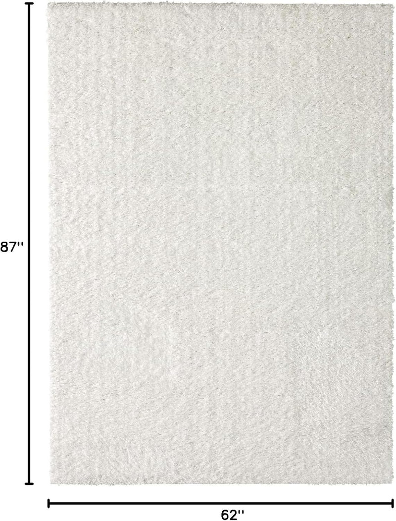 5' x 7' White Fuzzy Solid Shag Polypropylene Area Rug