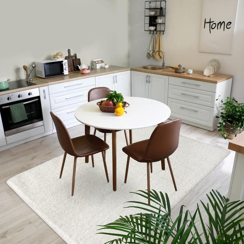 5' x 7' White Fuzzy Solid Shag Polypropylene Area Rug