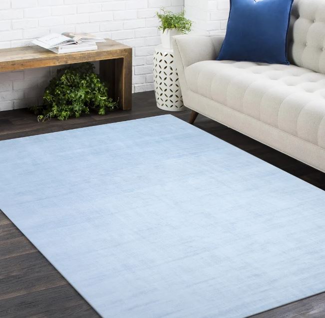 8' x 10'  Light Blue Milo Hand Loomed Contemporary Solid Area Rug
