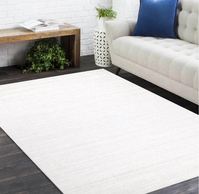 10' x 14' Ivory Sanam Hand Loomed Contemporary Solid Area Rug