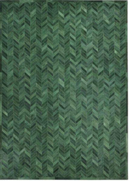 9' x 12' Green Meir Handmade Contemporary Cowhide Area Rug