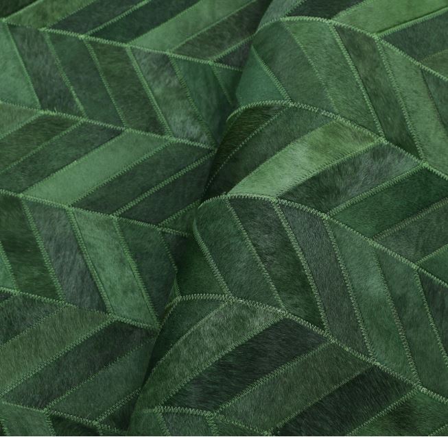 9' x 12' Green Meir Handmade Contemporary Cowhide Area Rug