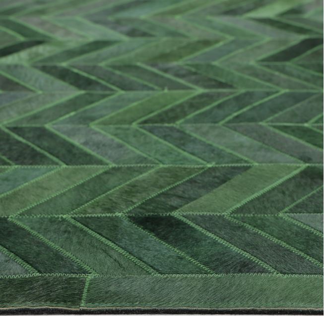 9' x 12' Green Meir Handmade Contemporary Cowhide Area Rug