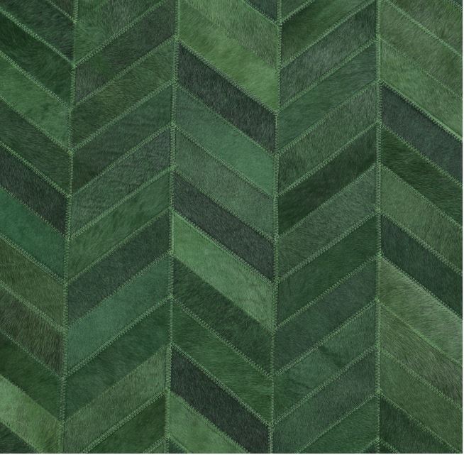 9' x 12' Green Meir Handmade Contemporary Cowhide Area Rug