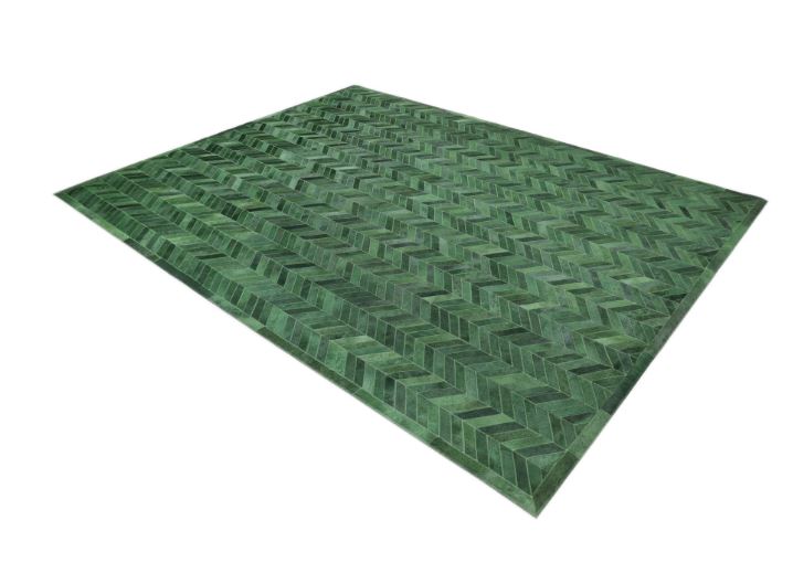 9' x 12' Green Meir Handmade Contemporary Cowhide Area Rug
