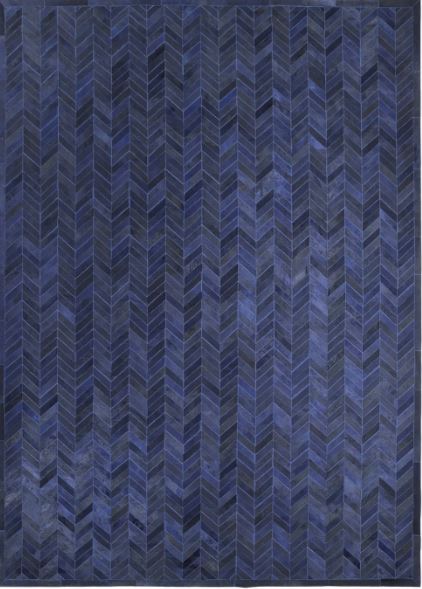 9' x 12' AMeir Handmade Contemporary Cowhide Blue Area Rug