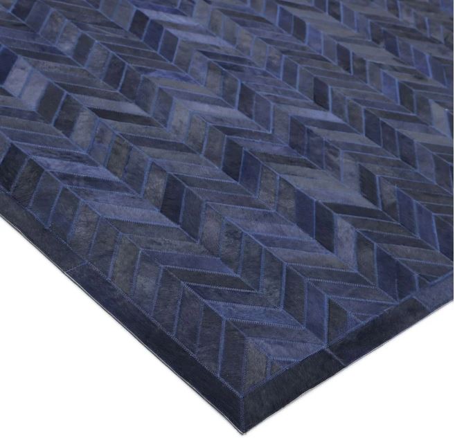 9' x 12' AMeir Handmade Contemporary Cowhide Blue Area Rug