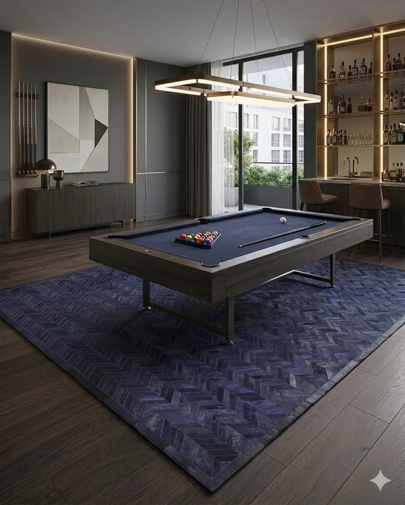9' x 12' Meir Handmade Contemporary Cowhide Blue Area Rug