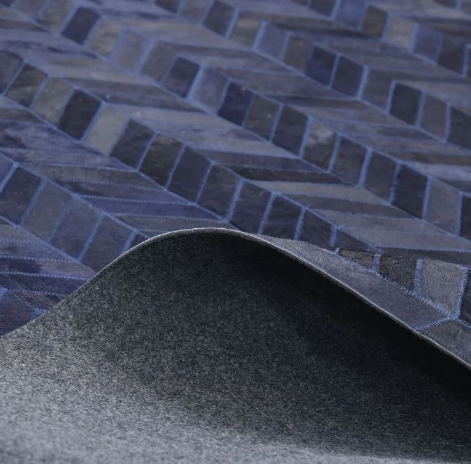 9' x 12' AMeir Handmade Contemporary Cowhide Blue Area Rug