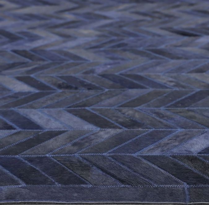 9' x 12' AMeir Handmade Contemporary Cowhide Blue Area Rug