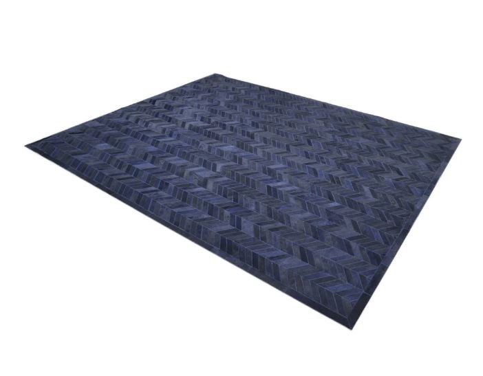 9' x 12' AMeir Handmade Contemporary Cowhide Blue Area Rug