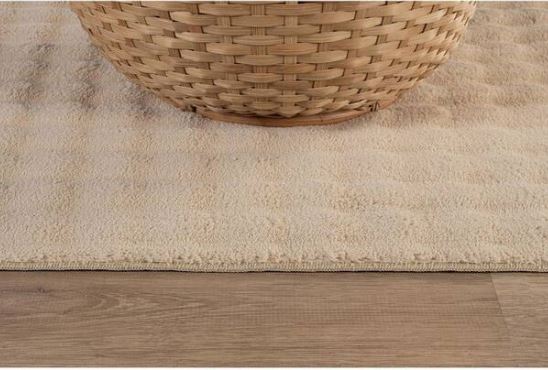4 ft. x 6 ft. Beige Non Slip Rubber Back Polyester Solid Indoor CloudSoft Area Rug