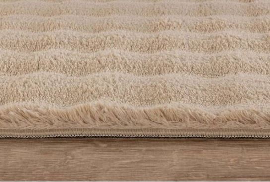 4 ft. x 6 ft. Beige Non Slip Rubber Back Polyester Solid Indoor CloudSoft Area Rug