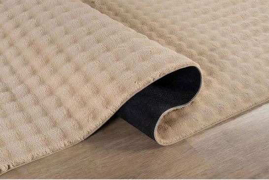 4 ft. x 6 ft. Beige Non Slip Rubber Back Polyester Solid Indoor CloudSoft Area Rug