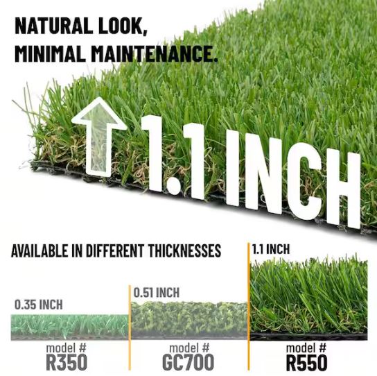 Meadowland Collection Waterproof Solid Indoor/Outdoor 7 ft. x 18 ft. Green Artificial Grass Runner Rug