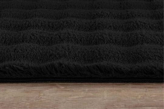 CloudSoft Black 4 ft. x 6 ft. Non Slip Rubber Back Polyester Solid Indoor Area Rug
