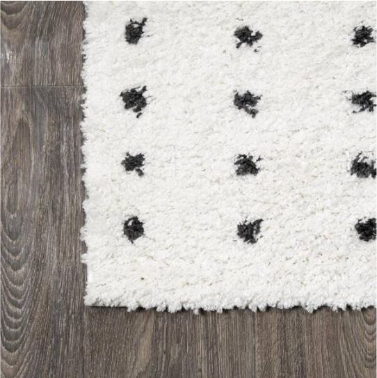 Pele Modern Geometric Dot Shag White/Black 5 ft. x 8 ft. Area Rug