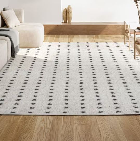 Pele Modern Geometric Dot Shag White/Black 5 ft. x 8 ft. Area Rug