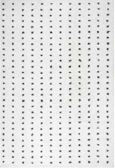 Pele Modern Geometric Dot Shag White/Black 5 ft. x 8 ft. Area Rug