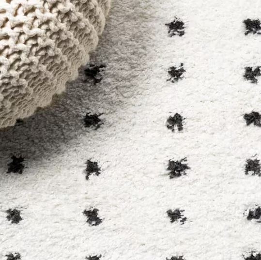 Pele Modern Geometric Dot Shag White/Black 5 ft. x 8 ft. Area Rug