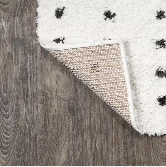 Pele Modern Geometric Dot Shag White/Black 5 ft. x 8 ft. Area Rug