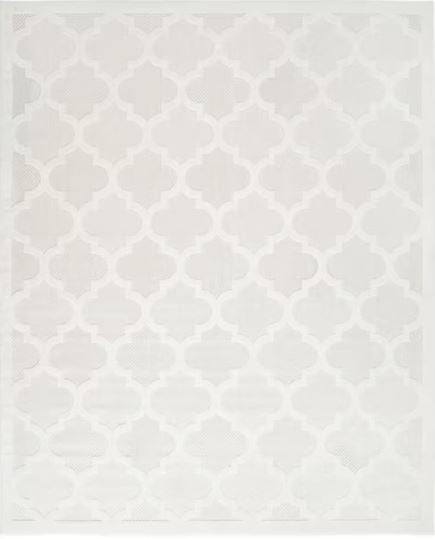 Easy Care Ivory/White 7 ft. x 10 ft. Geometric Contemporary Indoor Outdoor Area Rug