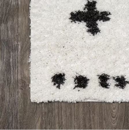 Cristo Berber Geometric Shag White/Black 8 ft. x 10 ft. Area Rug