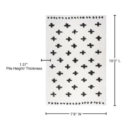 Cristo Berber Geometric Shag White/Black 8 ft. x 10 ft. Area Rug