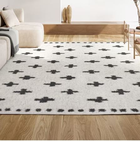 Cristo Berber Geometric Shag White/Black 8 ft. x 10 ft. Area Rug