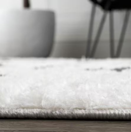 Cristo Berber Geometric Shag White/Black 8 ft. x 10 ft. Area Rug