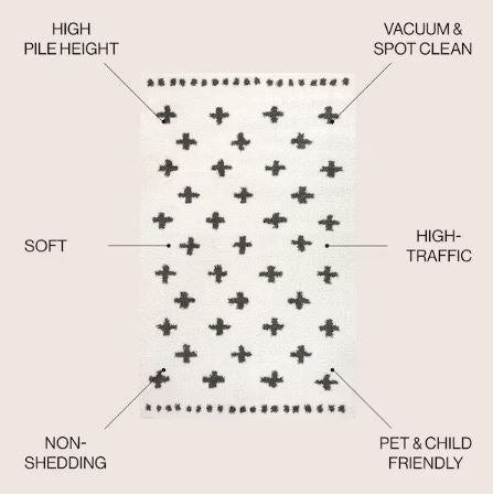 Cristo Berber Geometric Shag White/Black 8 ft. x 10 ft. Area Rug