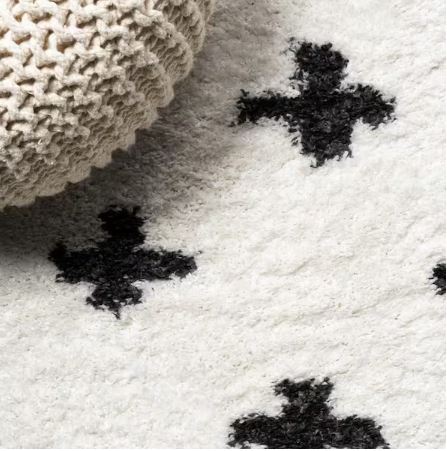 Cristo Berber Geometric Shag White/Black 8 ft. x 10 ft. Area Rug