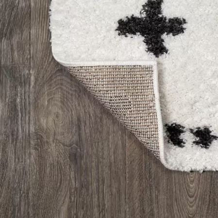 Cristo Berber Geometric Shag White/Black 8 ft. x 10 ft. Area Rug