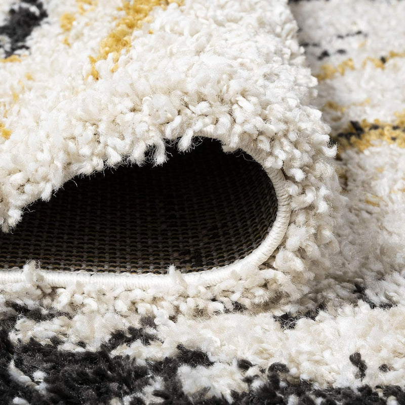 JONATHAN Y Strie' Shag Beige/Black/Yellow Indoor Area Rug 3X5 ft, Nova Modern Bold for Living Room, Bedroom, Kitchen, Office, Easy-Cleaning, High Traffic, Pet-Friendly, Non-Shedding SHG102A-3