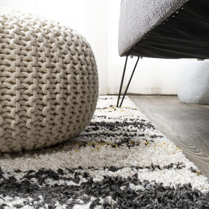 JONATHAN Y Strie' Shag Beige/Black/Yellow Indoor Area Rug 3X5 ft, Nova Modern Bold for Living Room, Bedroom, Kitchen, Office, Easy-Cleaning, High Traffic, Pet-Friendly, Non-Shedding SHG102A-3