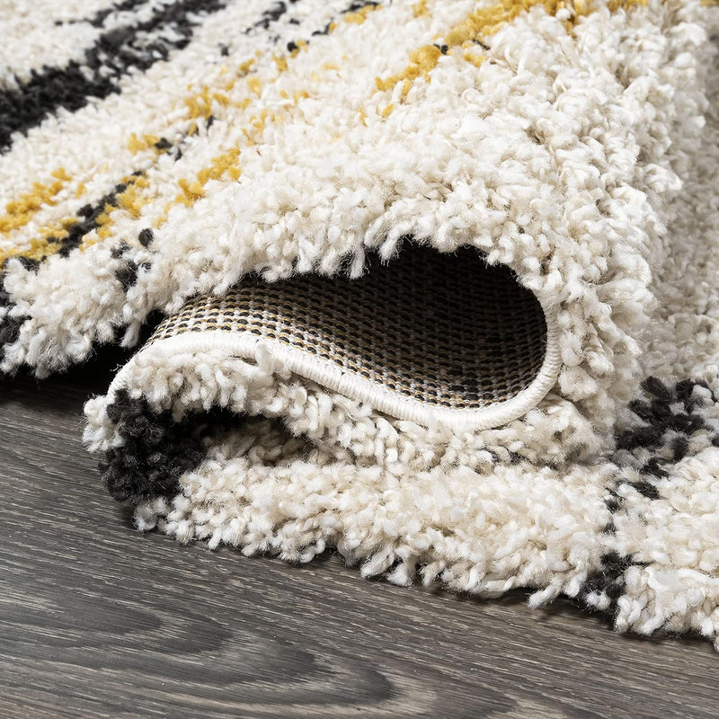 JONATHAN Y Strie' Shag Beige/Black/Yellow Indoor Area Rug 3X5 ft, Nova Modern Bold for Living Room, Bedroom, Kitchen, Office, Easy-Cleaning, High Traffic, Pet-Friendly, Non-Shedding SHG102A-3