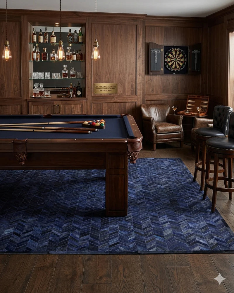 8' x 10' Blue Meir Handmade Contemporary Cowhide Area Rug
