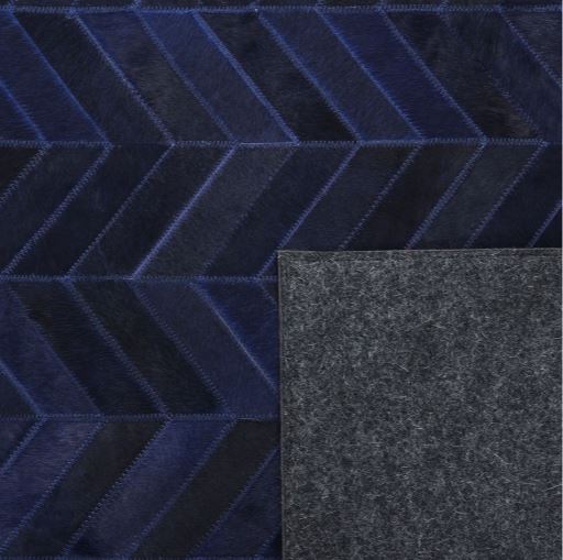 8' x 10' Blue Meir Handmade Contemporary Cowhide Area Rug