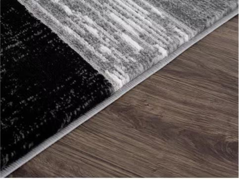Verena Black Geometric 4 ft. x 6 ft. Area Rug