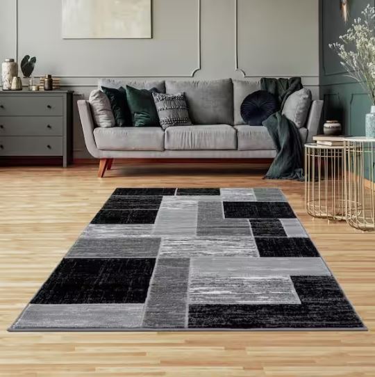 Verena Black Geometric 4 ft. x 6 ft. Area Rug