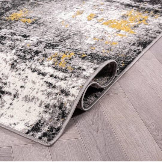 Adare Contemporary Abstract Yellow 6 ft. Round Area Rug