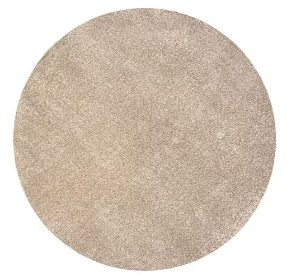 Haze Solid Low-Pile Beige 4 ft. Round Area Rug
