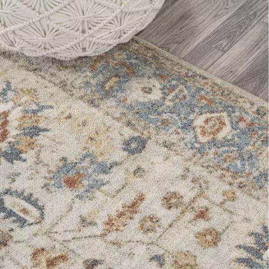 Hiero Cream/Terra 4 ft. x 6 ft. Persian Border Low-Pile Machine-Washable Area Rug